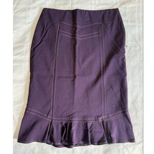 Anthropologie Elevenses Purple Knee-Length Tulip Pencil Skirt Sz 2 Ruffle Stitch